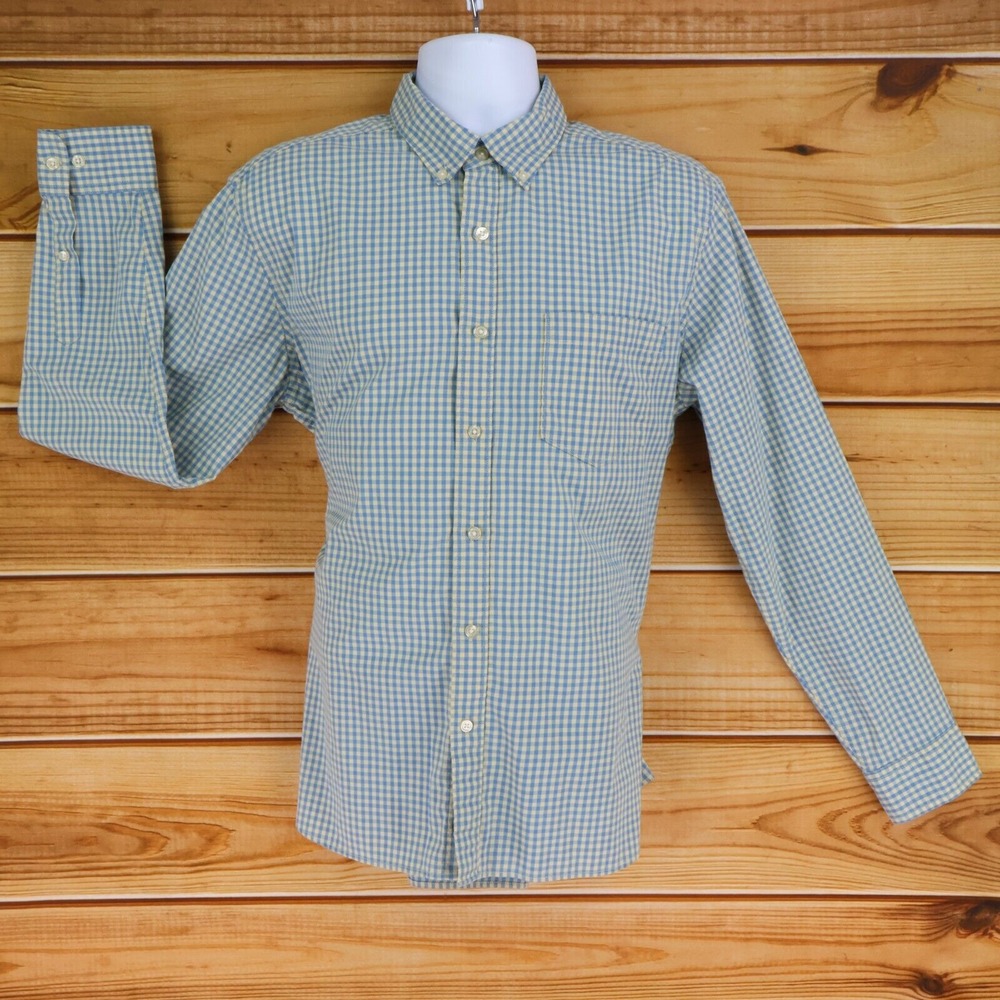 Sonoma Goods For Life Button Down Shirt Mens L Blue Yellow Checks Cotton‎ Blend